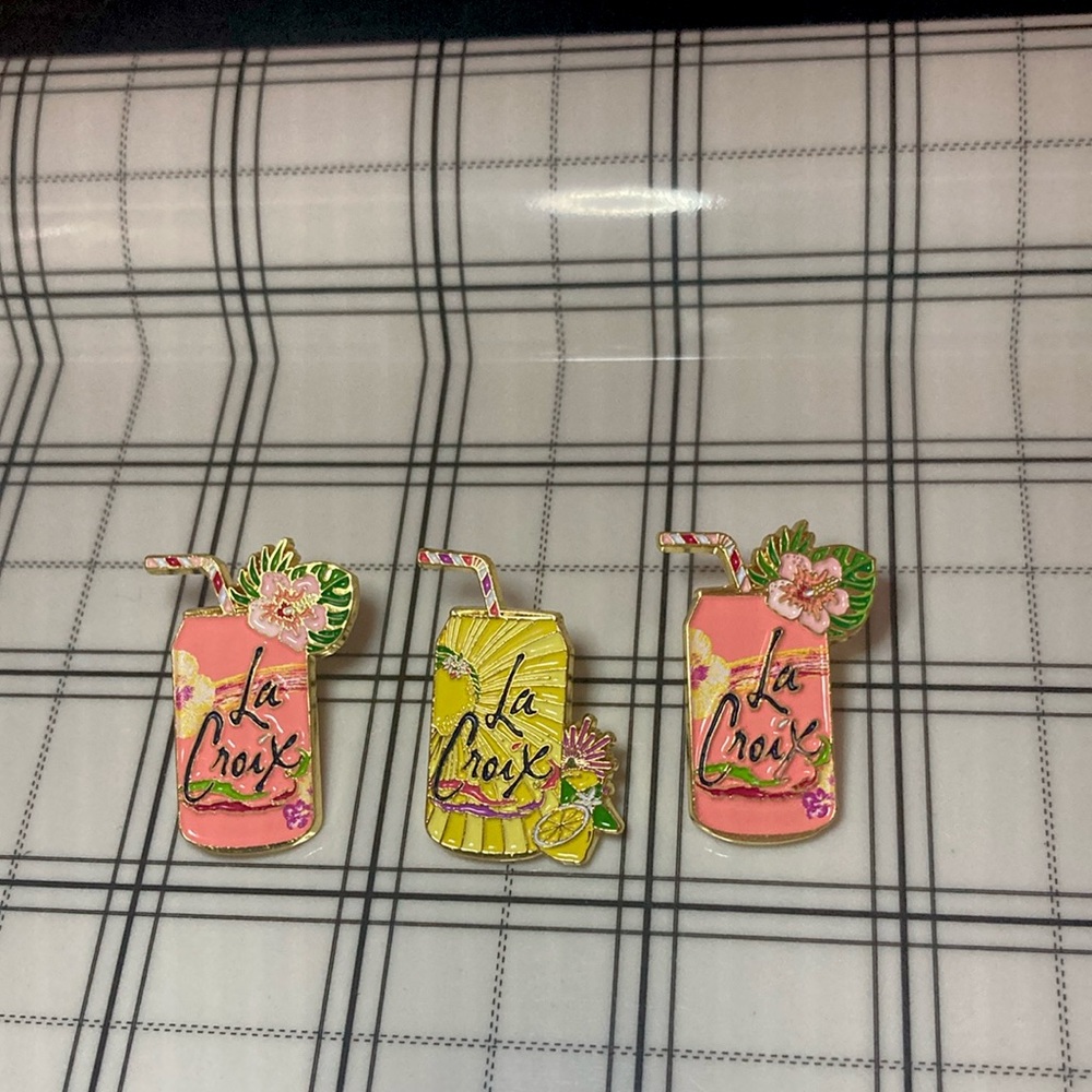 LA CROIX HAT LAPEL PIN PIN BACK Set of 3